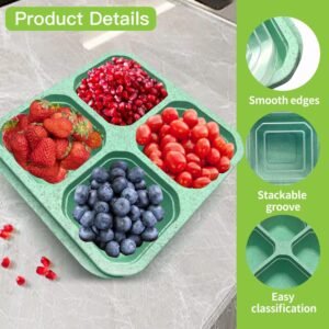 Wheat Straw Compartment Snack Meal Four Grid Snack Dish Dry Plate Fresh-keeping Lunch Box